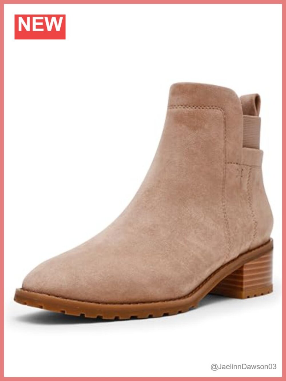 Ankle Bootie with Block Heel, Pull-On, Nylon Lining, PU Tops